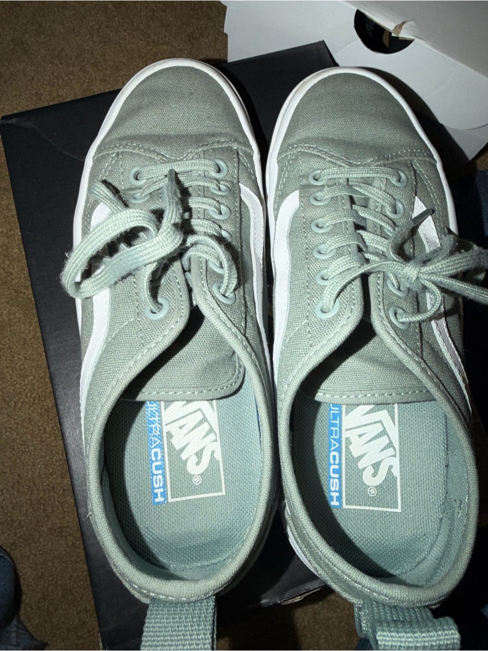Vans Old Skool Sneakers Sage Green with White Stripe - Picture 3 of 5